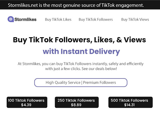 Stormlikes website to buy TikTok followers
