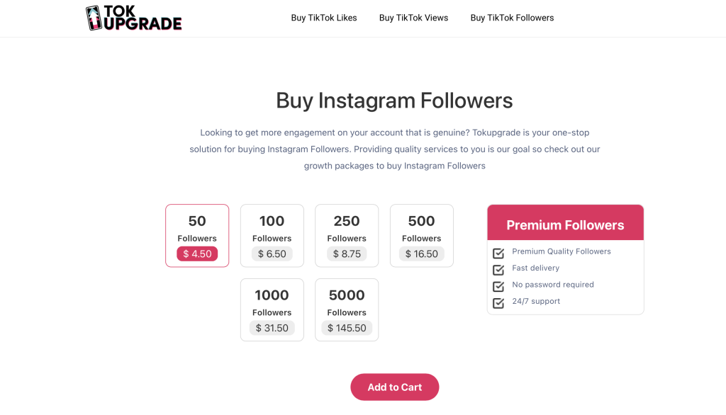 Tokupgrade sells Instagram followers